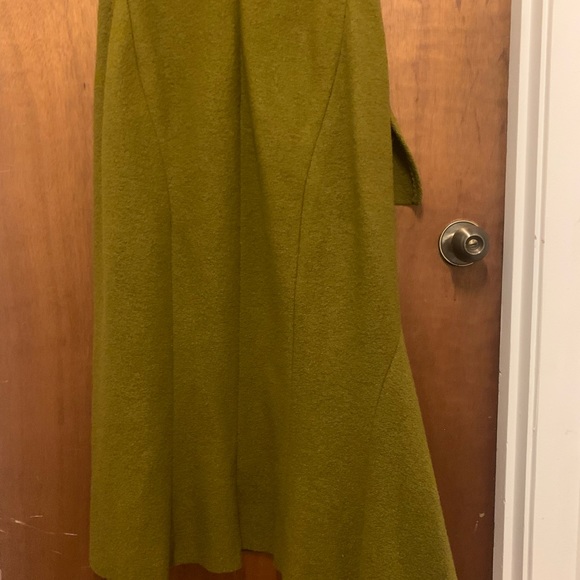 HUGO BOSS Runway wool boucle military green asymmetrical dress - size US 10 - Picture 6 of 13